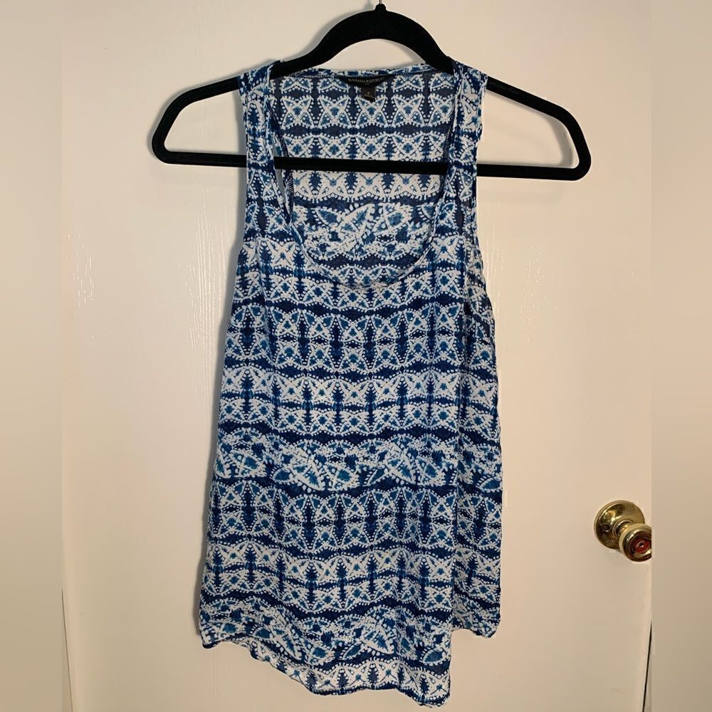 Banana Republic GUC blue patterned tie dye tank top size Small